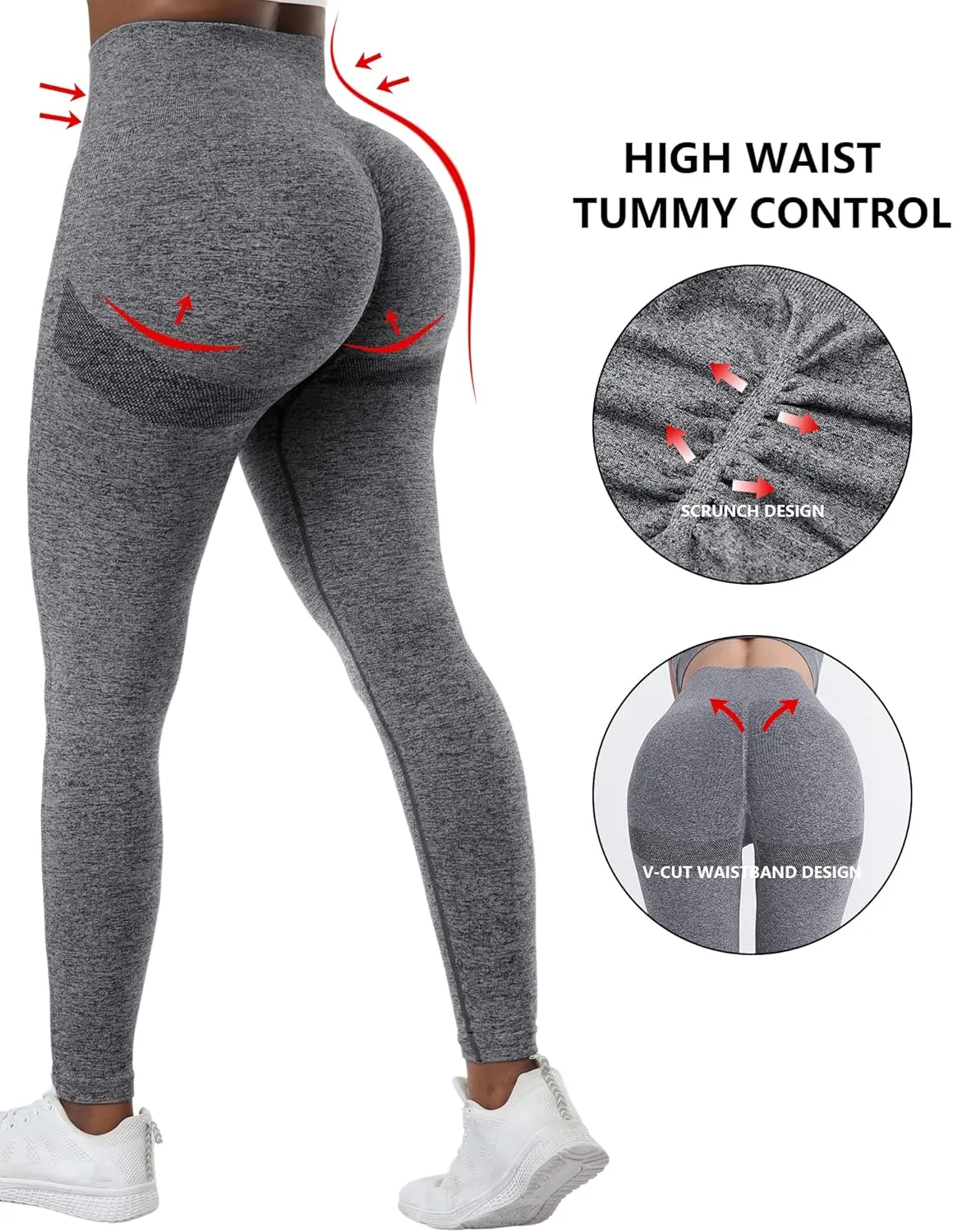 NORMOV 4 Piece Butt Lifting Workout Leggings for Women, Seamless Gym Scrunch Booty Lifting Sets