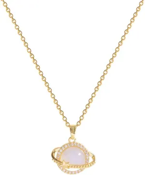 OIDIMS Dainty Cat Eye Planet Star Pendant Necklace for Women Cubic Zirconia Galaxy Solar System Guardian Stars Chian Choker Stainless Steel Astronomy Enthusiast Fashion Crystal Jewelry Gifts for Wife