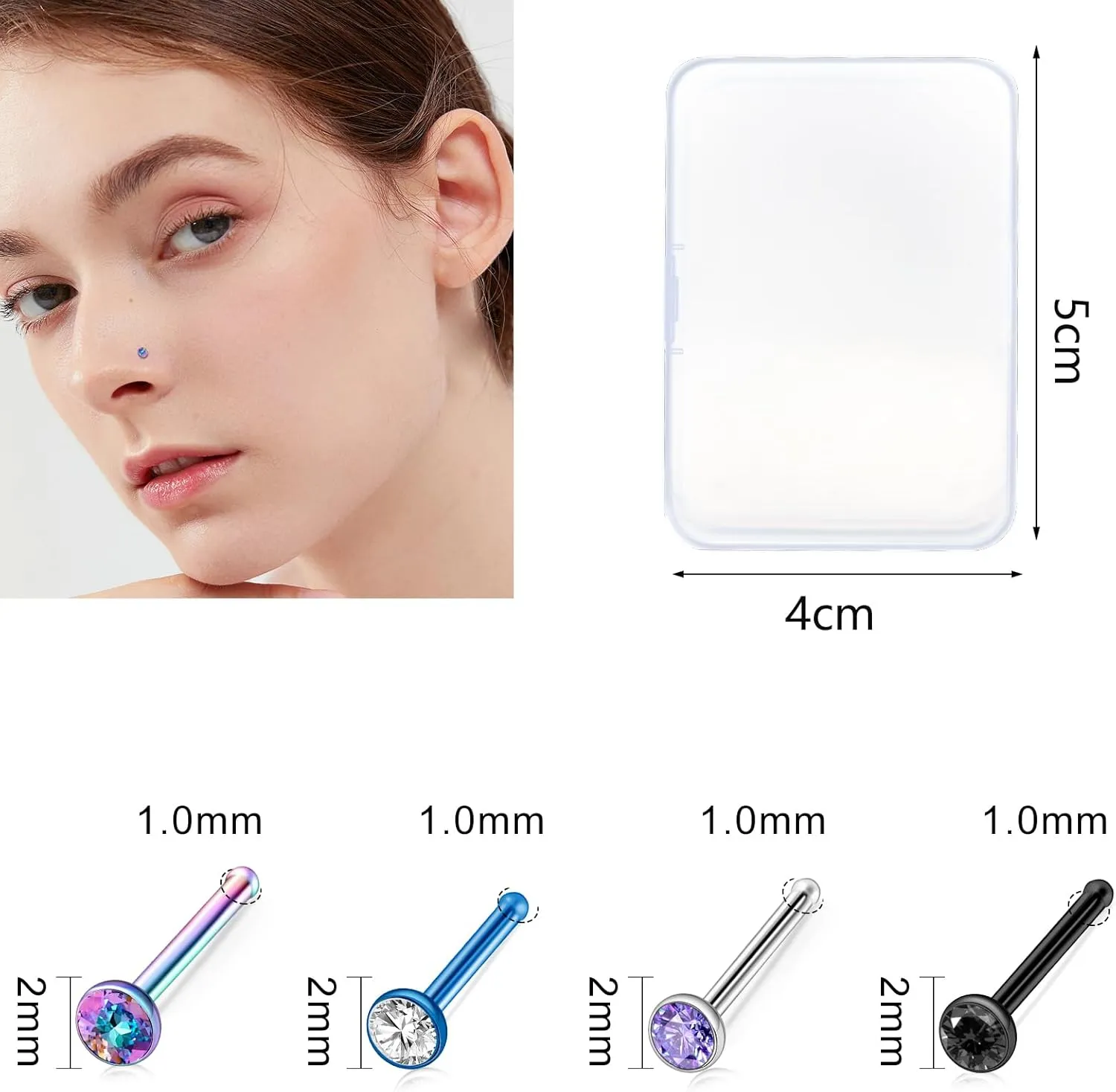 ONESING 36-44 Pcs 18G 20G Nose Rings Studs Nose Rings for Women Nose Piercings Jewelry Surgical Stainless Steel Nose Studs Moon Star Heart Butterfly Hypoallergenic Body Piercing Jewelry for Women Men