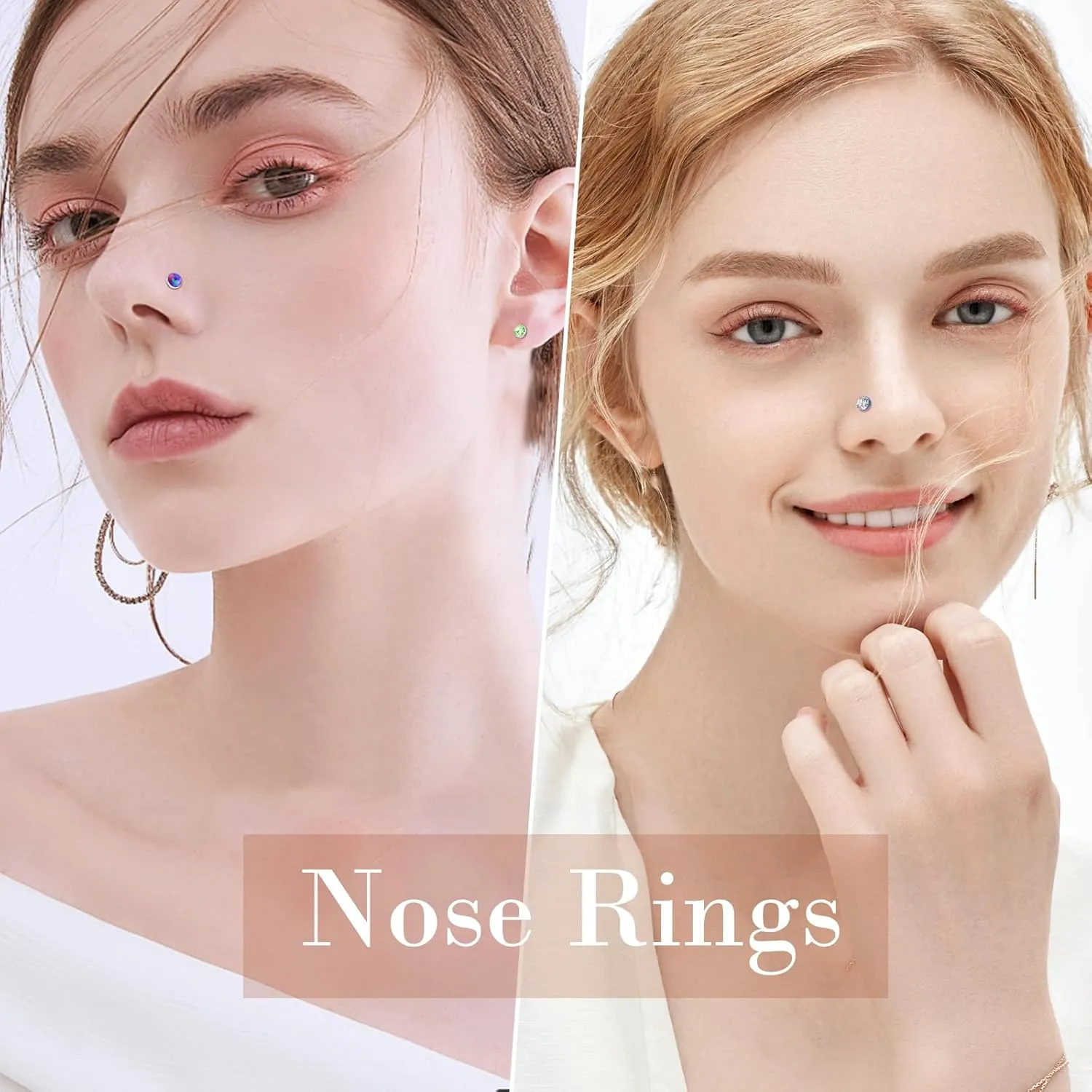 ONESING 36-44 Pcs 18G 20G Nose Rings Studs Nose Rings for Women Nose Piercings Jewelry Surgical Stainless Steel Nose Studs Moon Star Heart Butterfly Hypoallergenic Body Piercing Jewelry for Women Men