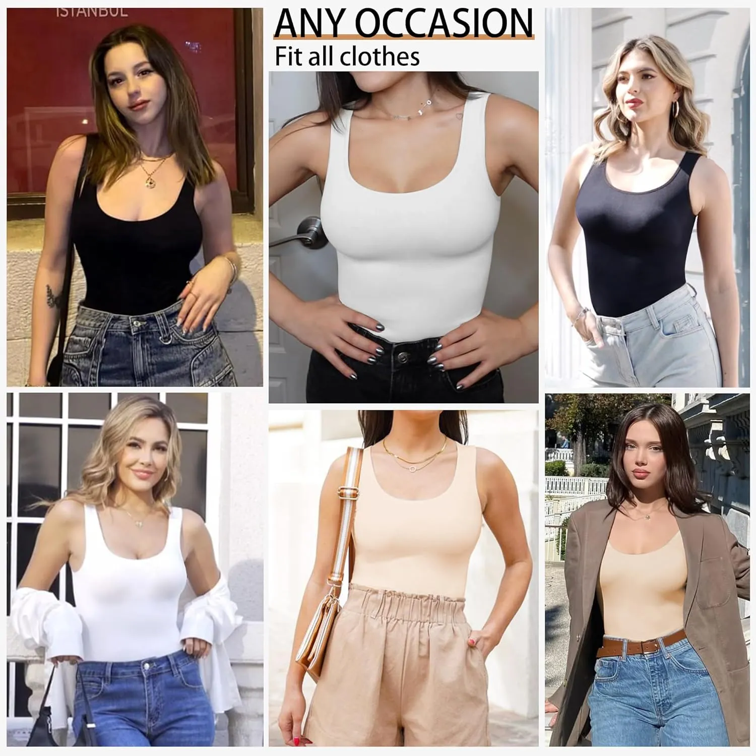 ONEW Shapewear Camisoles Seamless Tummy Control Compression Tank Tops Waist Trainer Body Shaper for Women