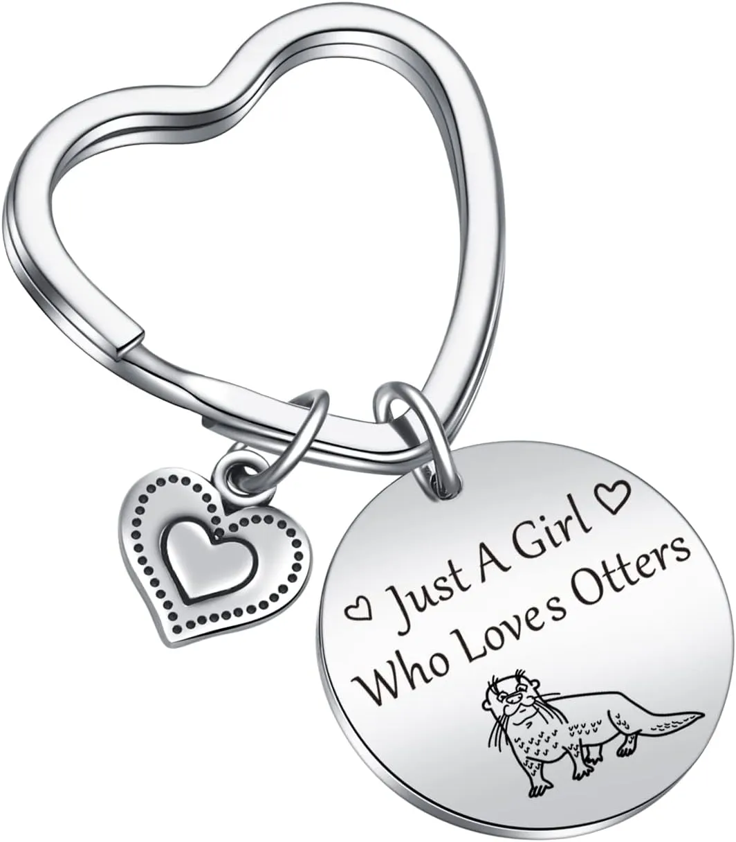 Otter Lover Keychain Sea Otters Jewelry Otter Mom Gift Animal Gift Otter Theme Keychain Best Friend Keychain Coworker Jewelry Otter Girl Jewelry Otters Keychain