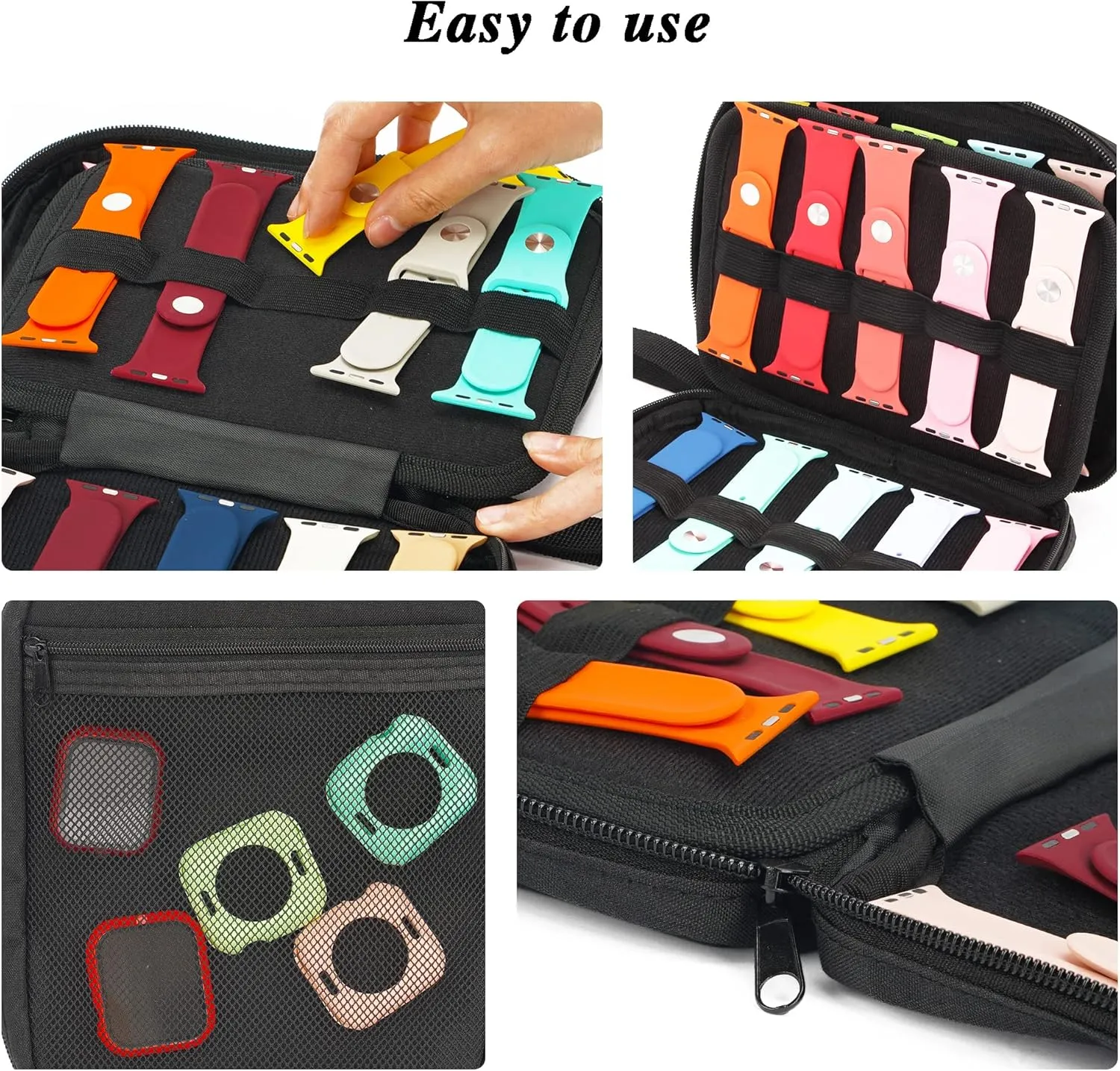 PACMAXI 20 Watch Bands Storage Carrying Case Compatible with Watches,Expandable Watch Band Holder Stores 20 Watch Bands Fit for Most Sizes of Watch Straps,Organizer for Watch Bands, Bag Only
