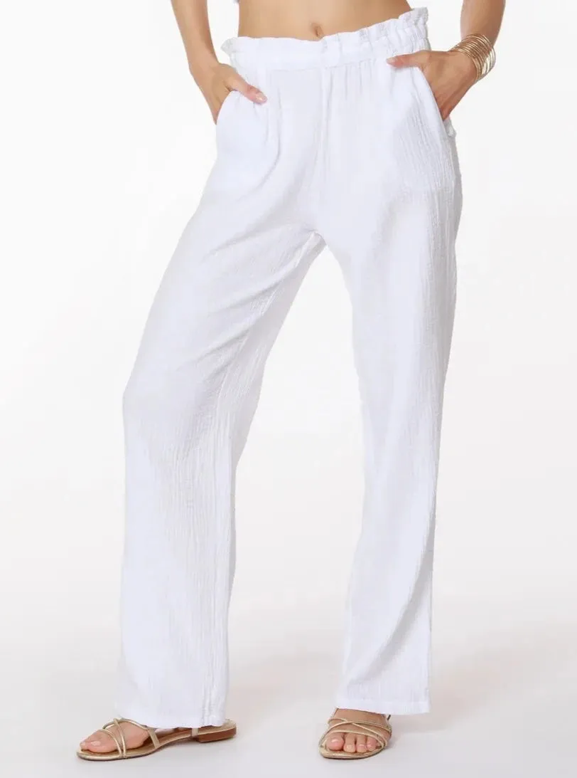 Paper Bag Waist Wide Leg Pant [WHT-57C-72253]