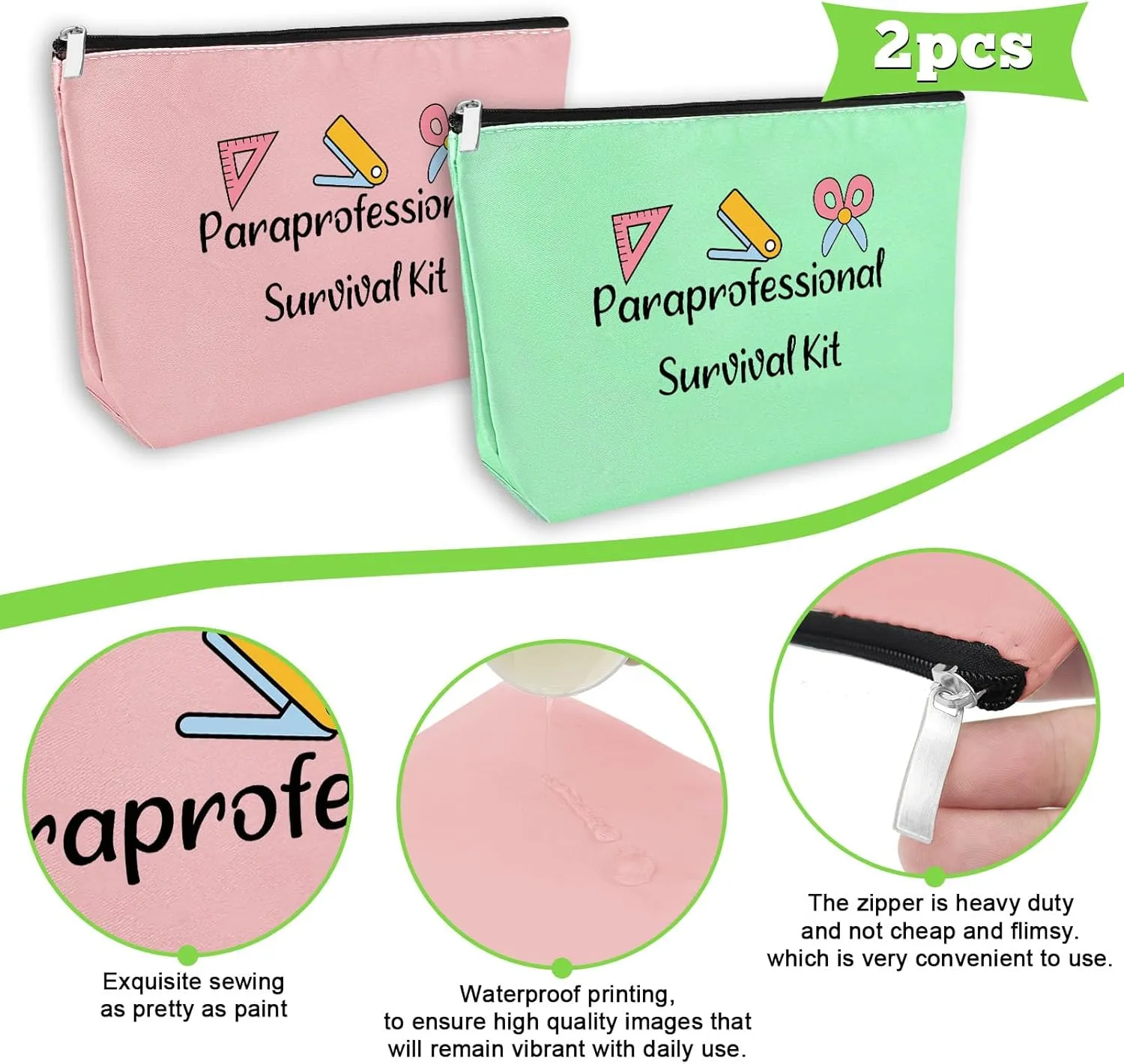 Paraprofessional Appreciation Gifts 2 Pack Makeup Bag Paraprofessional Gift for Paraeducator Para Teacher Teaching Assistant Birthday Presents Teachers Day Retirement Presents 2 PCS Cosmetic Pouch
