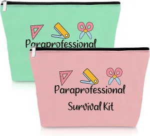 Paraprofessional Appreciation Gifts 2 Pack Makeup Bag Paraprofessional Gift for Paraeducator Para Teacher Teaching Assistant Birthday Presents Teachers Day Retirement Presents 2 PCS Cosmetic Pouch