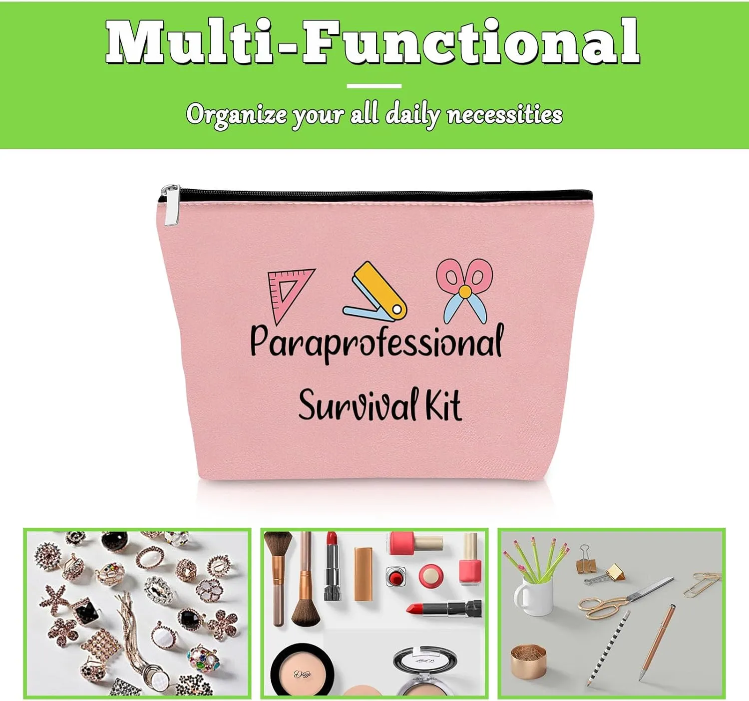 Paraprofessional Appreciation Gifts 2 Pack Makeup Bag Paraprofessional Gift for Paraeducator Para Teacher Teaching Assistant Birthday Presents Teachers Day Retirement Presents 2 PCS Cosmetic Pouch