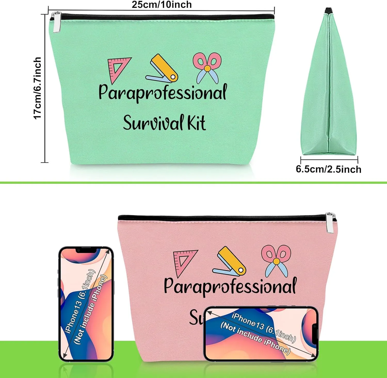 Paraprofessional Appreciation Gifts 2 Pack Makeup Bag Paraprofessional Gift for Paraeducator Para Teacher Teaching Assistant Birthday Presents Teachers Day Retirement Presents 2 PCS Cosmetic Pouch