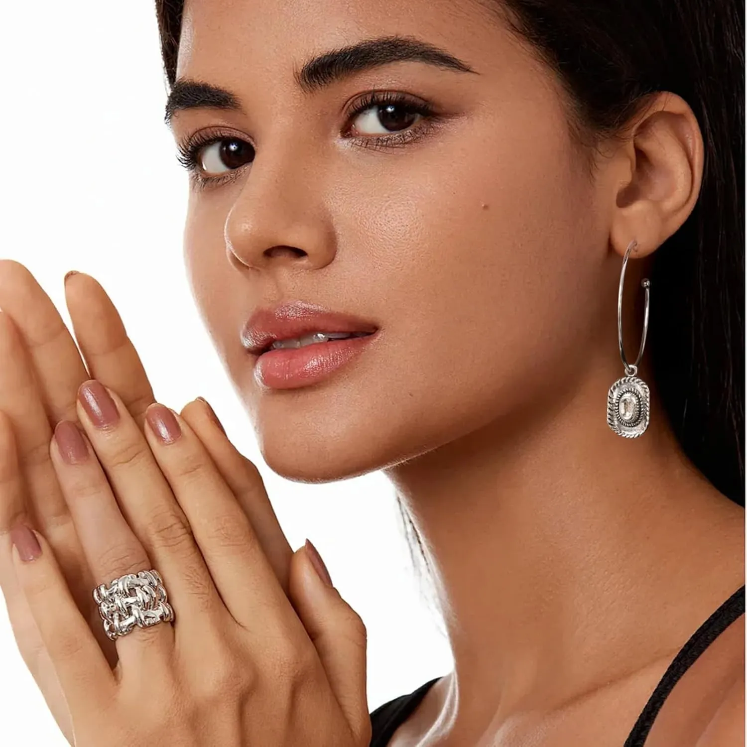 Pasuot Gold Silver Hoop Earrings for Women 14K Gold Plated Hypoallergenic Hoop Earrings Set Hypoallergenic Earring Lightweight Dangle Heart Star Cubic Zirconia