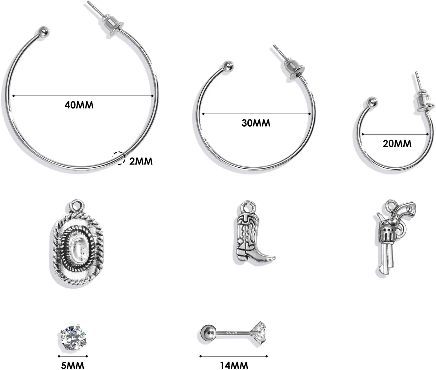 Pasuot Gold Silver Hoop Earrings for Women 14K Gold Plated Hypoallergenic Hoop Earrings Set Hypoallergenic Earring Lightweight Dangle Heart Star Cubic Zirconia