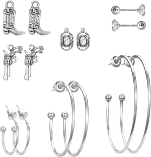 Pasuot Gold Silver Hoop Earrings for Women 14K Gold Plated Hypoallergenic Hoop Earrings Set Hypoallergenic Earring Lightweight Dangle Heart Star Cubic Zirconia