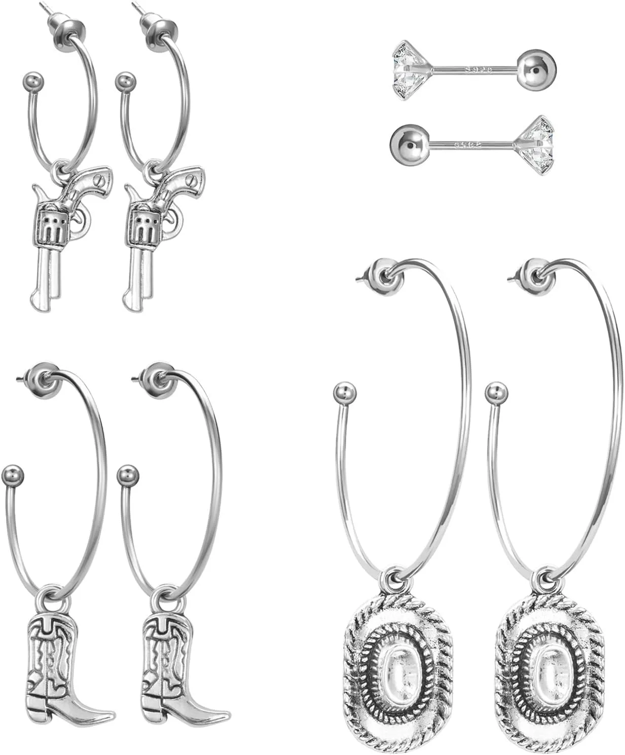 Pasuot Gold Silver Hoop Earrings for Women 14K Gold Plated Hypoallergenic Hoop Earrings Set Hypoallergenic Earring Lightweight Dangle Heart Star Cubic Zirconia
