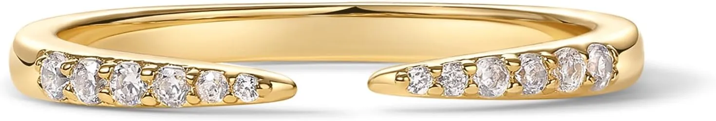PAVOI 18K Gold Plated Open Eternity Ring | Cubic Zirconia Stacking Bands for Women | Dainty Stackable Rings for Women