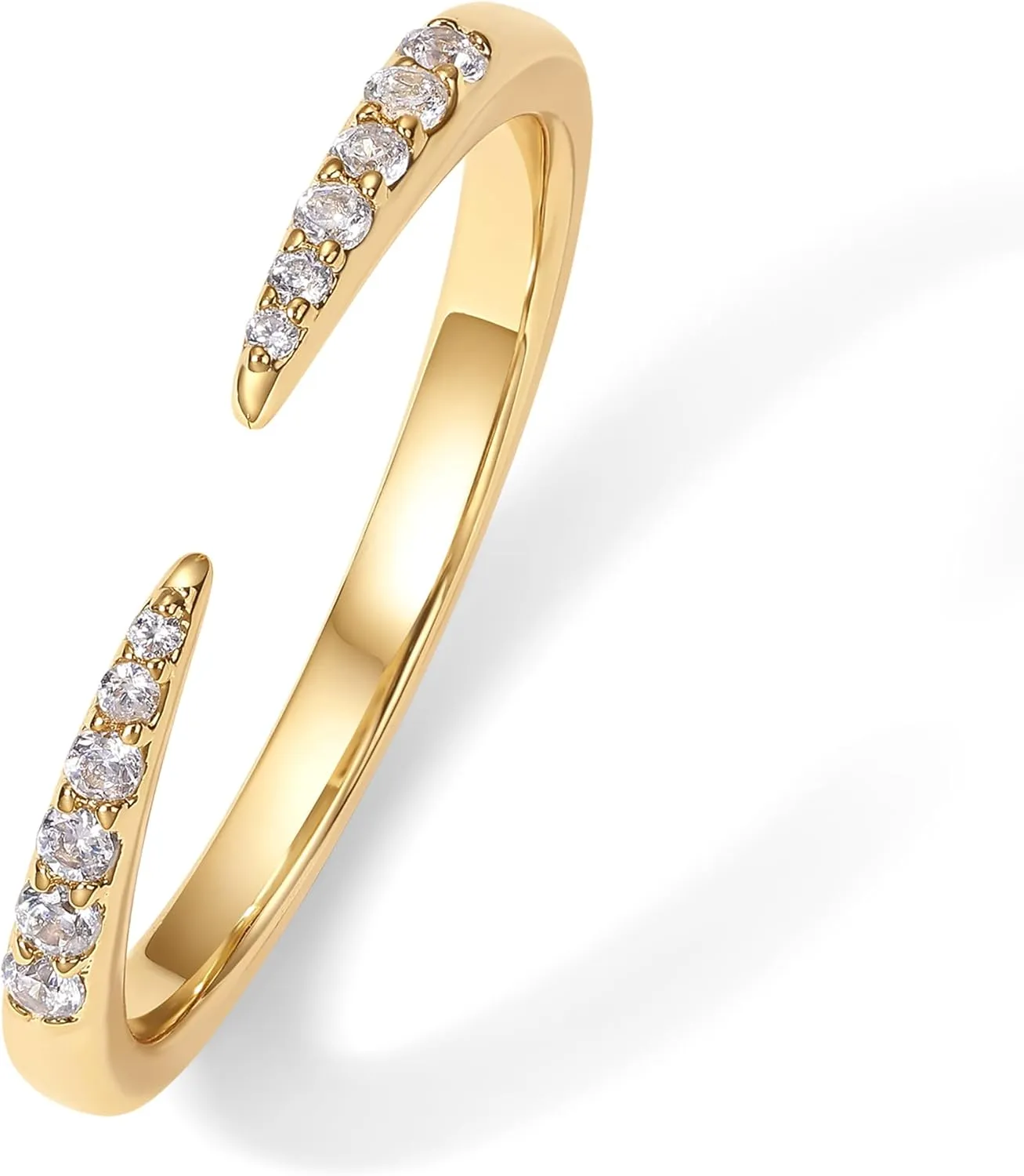 PAVOI 18K Gold Plated Open Eternity Ring | Cubic Zirconia Stacking Bands for Women | Dainty Stackable Rings for Women