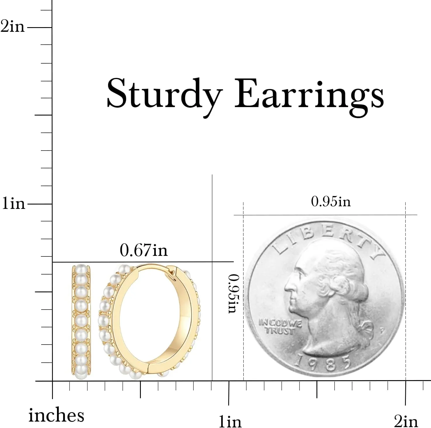 Pearl Earrings for Women 14K Gold Pearl Hoop Earrings for Women Small Gold Pearl Earrings Dainty Pearl Earrings Elegance Gold Pearl Huggie Hoop Earrings 13 MM/18 MM