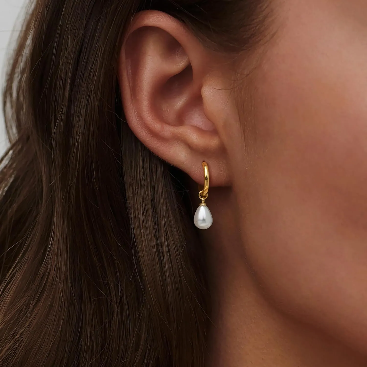 Pearl Earrings for Women, Trendy 14k Gold Pearl Dangle Drop Hoop Huggies Earrings Cubic Zirconia | Irregular | Knot Pearl Studs Hypoallergenic Lightweight Wedding Gold Earrings Jewelry Gift