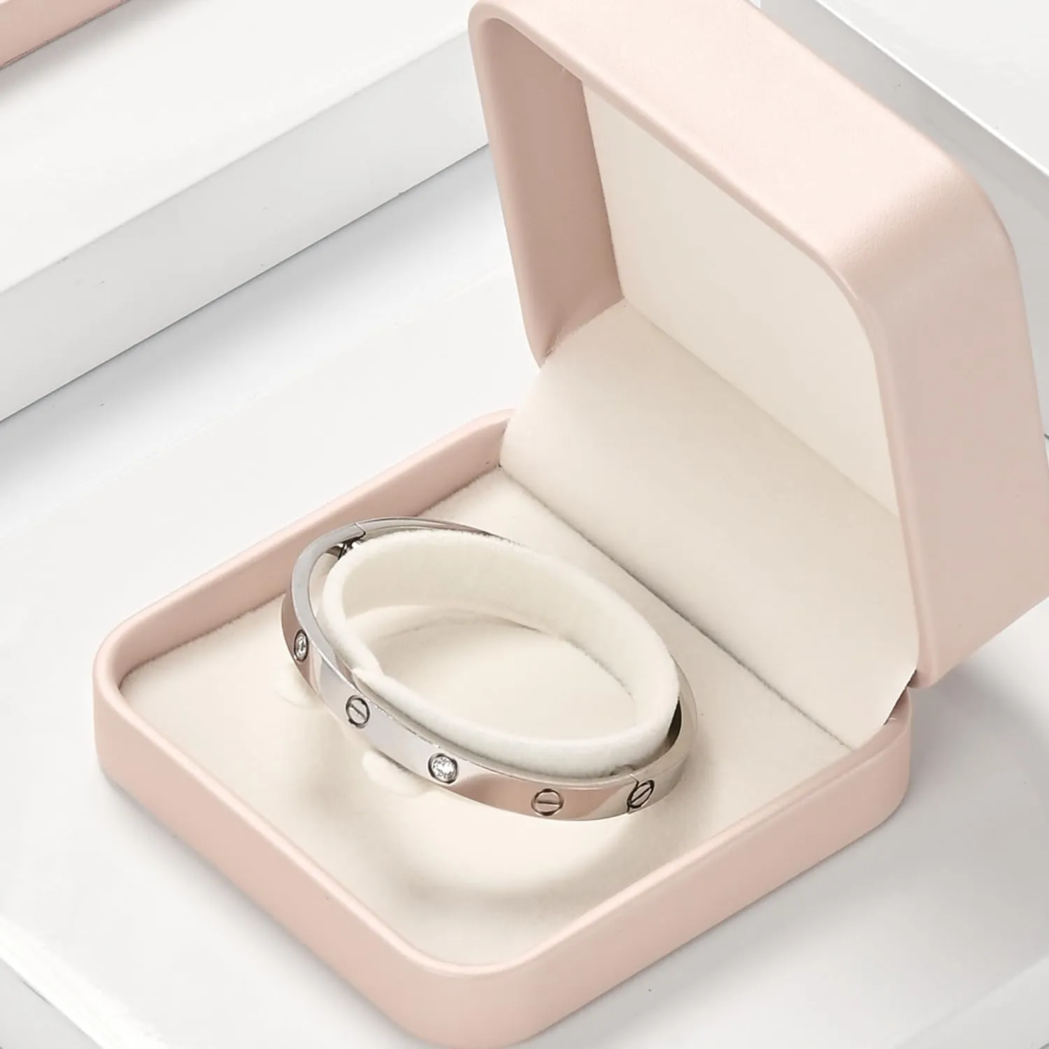 Pink PU Leather Jewelry Gift Box for Bracelet Small Jewelry Bangle Bracelet Gift Box