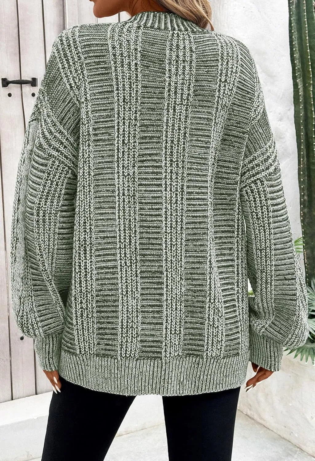Pink Queen Women's 2024 Fall Winter Cardigan Sweater Long Sleeve Cable Knit Loose Outerwear Coat