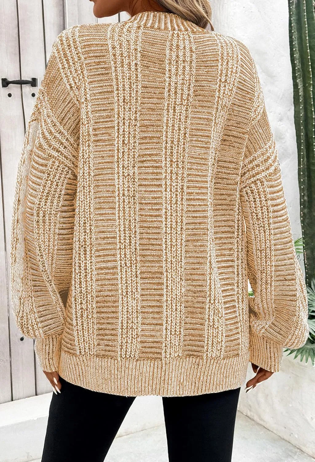 Pink Queen Women's 2024 Fall Winter Cardigan Sweater Long Sleeve Cable Knit Loose Outerwear Coat