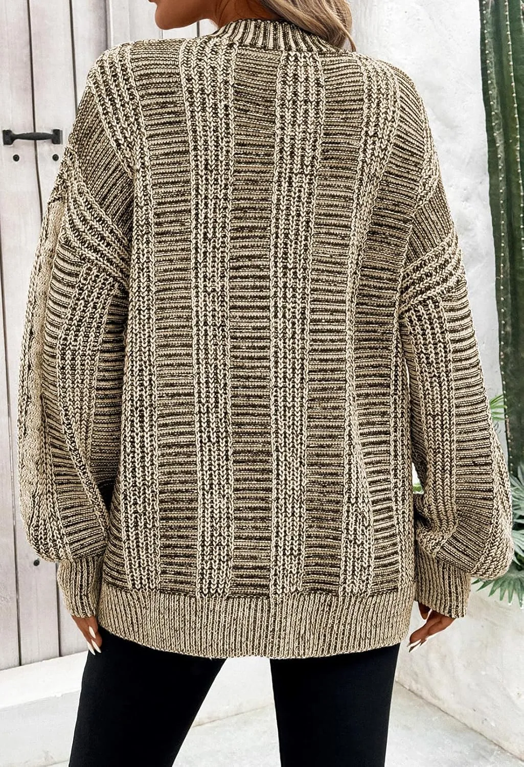 Pink Queen Women's 2024 Fall Winter Cardigan Sweater Long Sleeve Cable Knit Loose Outerwear Coat