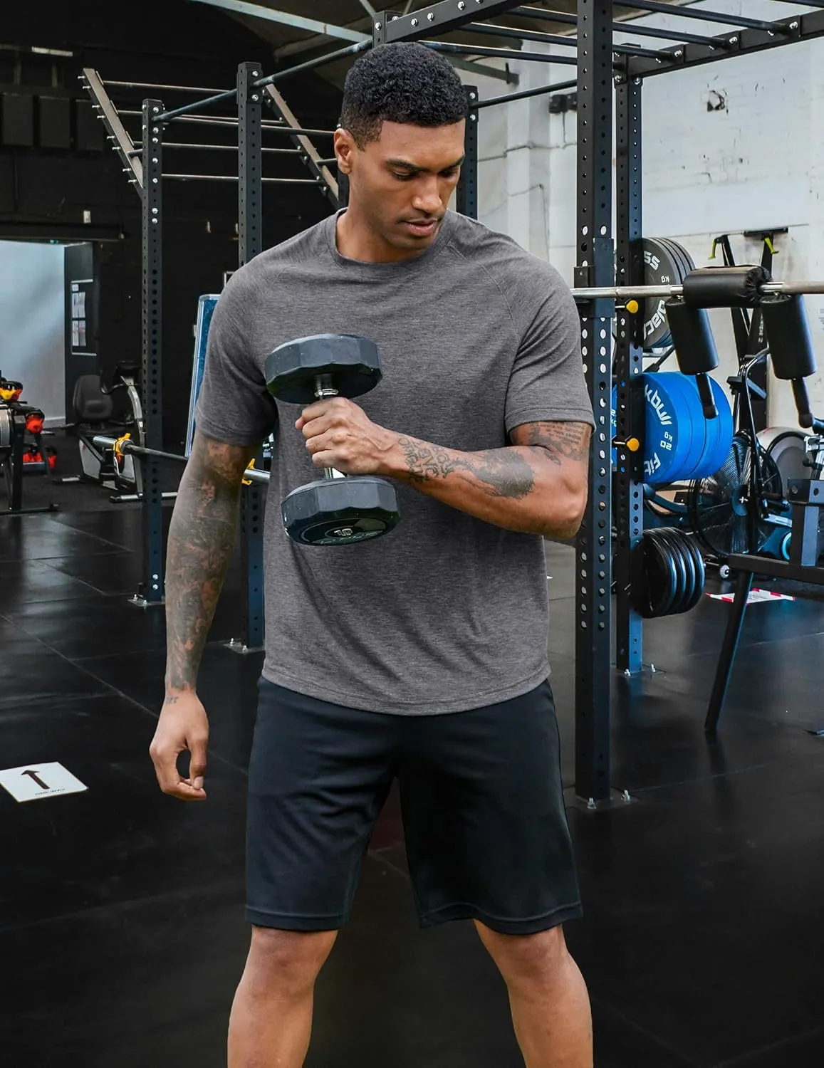 PINSPARK Men's 3 Pack Workout Shirts - Quick Dry Gym Athletic Shirts Moisture Wicking Short Sleeve T Shirts