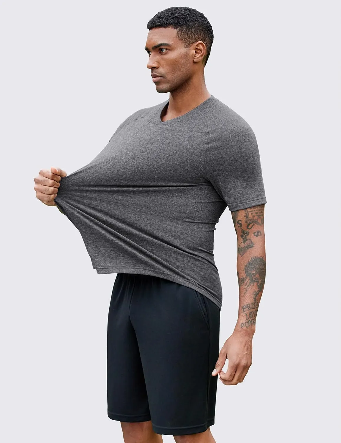 PINSPARK Men's 3 Pack Workout Shirts - Quick Dry Gym Athletic Shirts Moisture Wicking Short Sleeve T Shirts