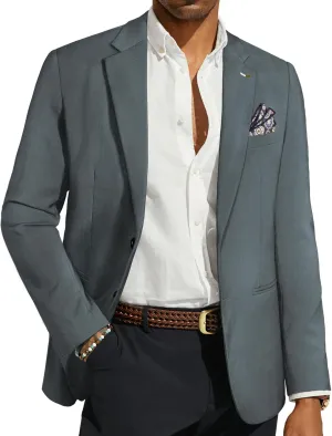 PJ PAUL JONES Men's Blazers Two Button Notch Lapel Sport Coat Casual Lightweight Blazer Jacket with Handkerchief