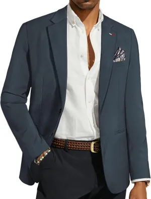 PJ PAUL JONES Men's Blazers Two Button Notch Lapel Sport Coat Casual Lightweight Blazer Jacket with Handkerchief
