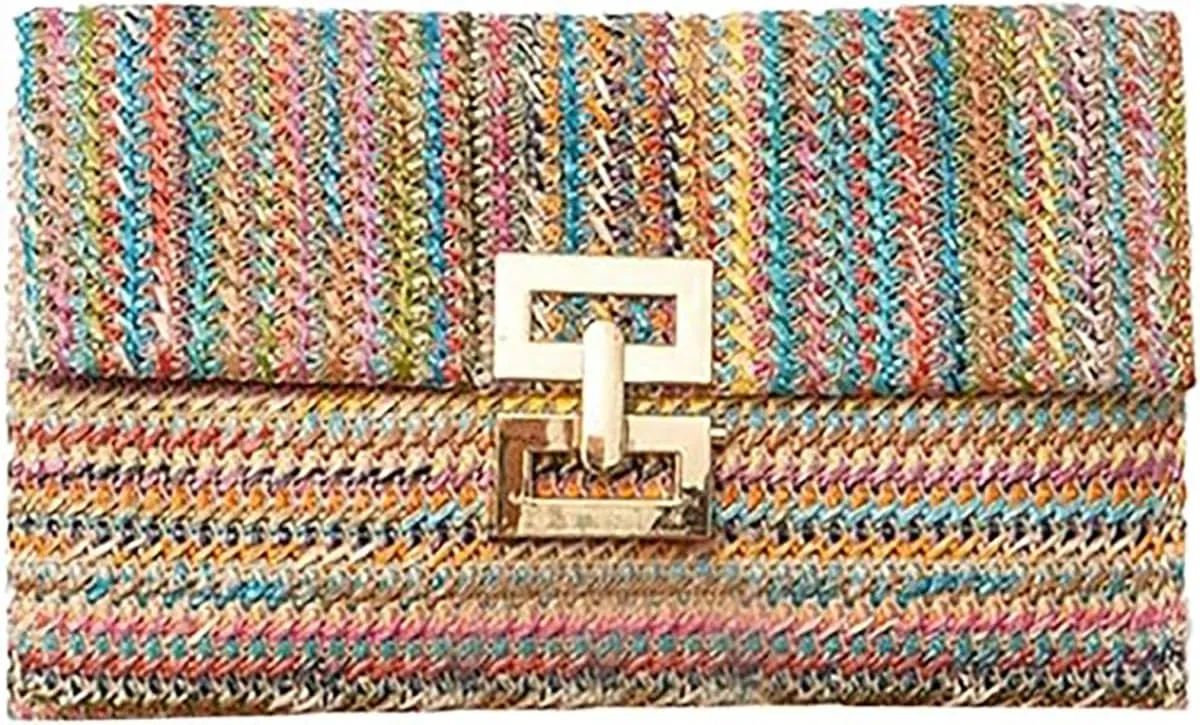 Pocadri Bow Straw Woven Purse for Women Handbag Summer Beach Evening Envelope Wallet Flap Phone Clutch Party Wedding