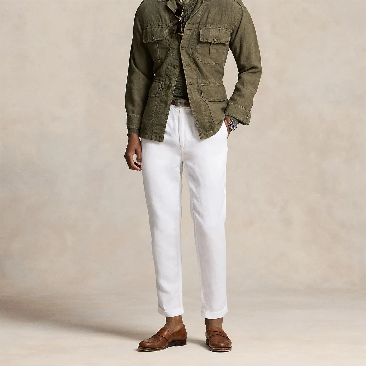 Polo Ralph Lauren Prepster Slim Tapered Linen Pant - Ceramic White