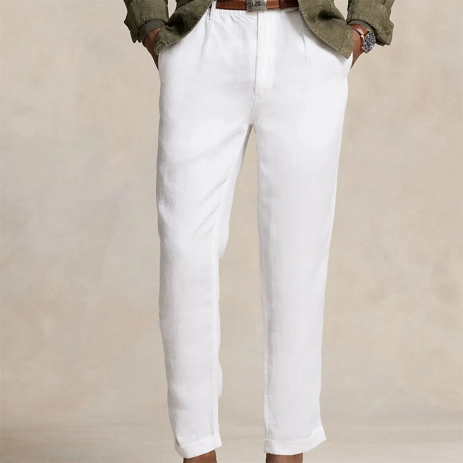 Polo Ralph Lauren Prepster Slim Tapered Linen Pant - Ceramic White