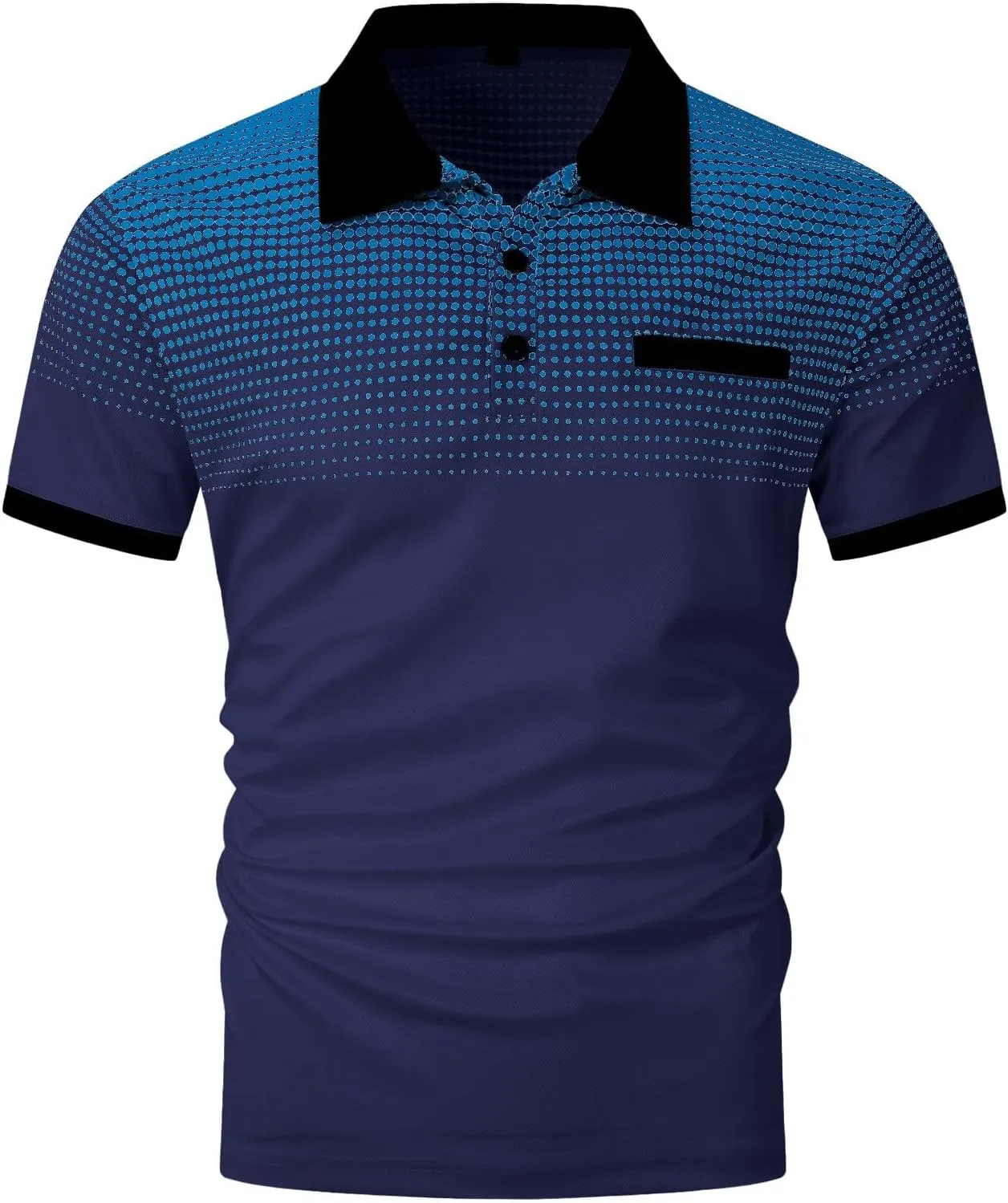 Polo Shirts for Men Gradient Short Sleeve Golf Shirts Lightweight Button Down Athletic T Shirts Vacation Tees