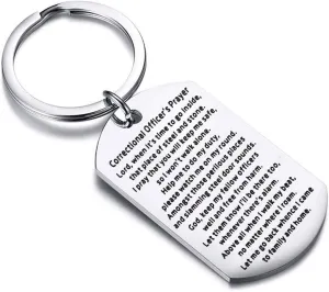 POTIY Correctional Officer Prayer Jewelry Correctional Officer Dog Tag Keychain Christian Gift Religious Jewelry