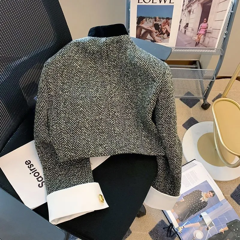Pre Order:  Herringbone Short Tweed Jacket