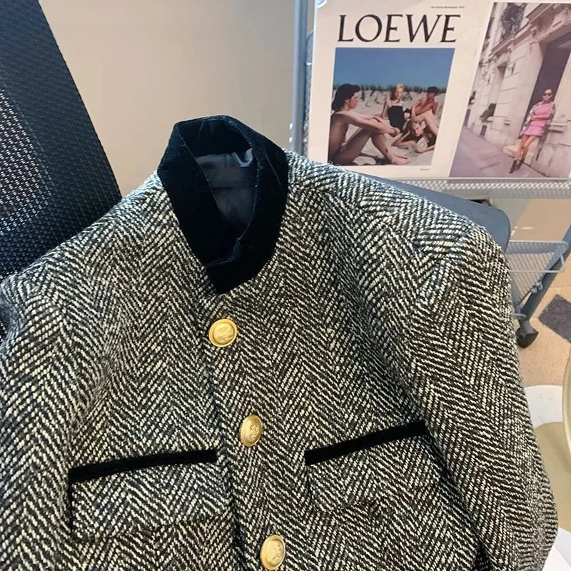 Pre Order:  Herringbone Short Tweed Jacket