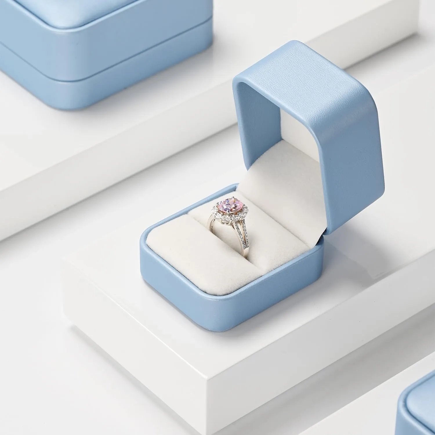 PU Leather Jewelry Ring Box for Proposal Engagement Blue PU Leather Jewelry Ring Gift Box