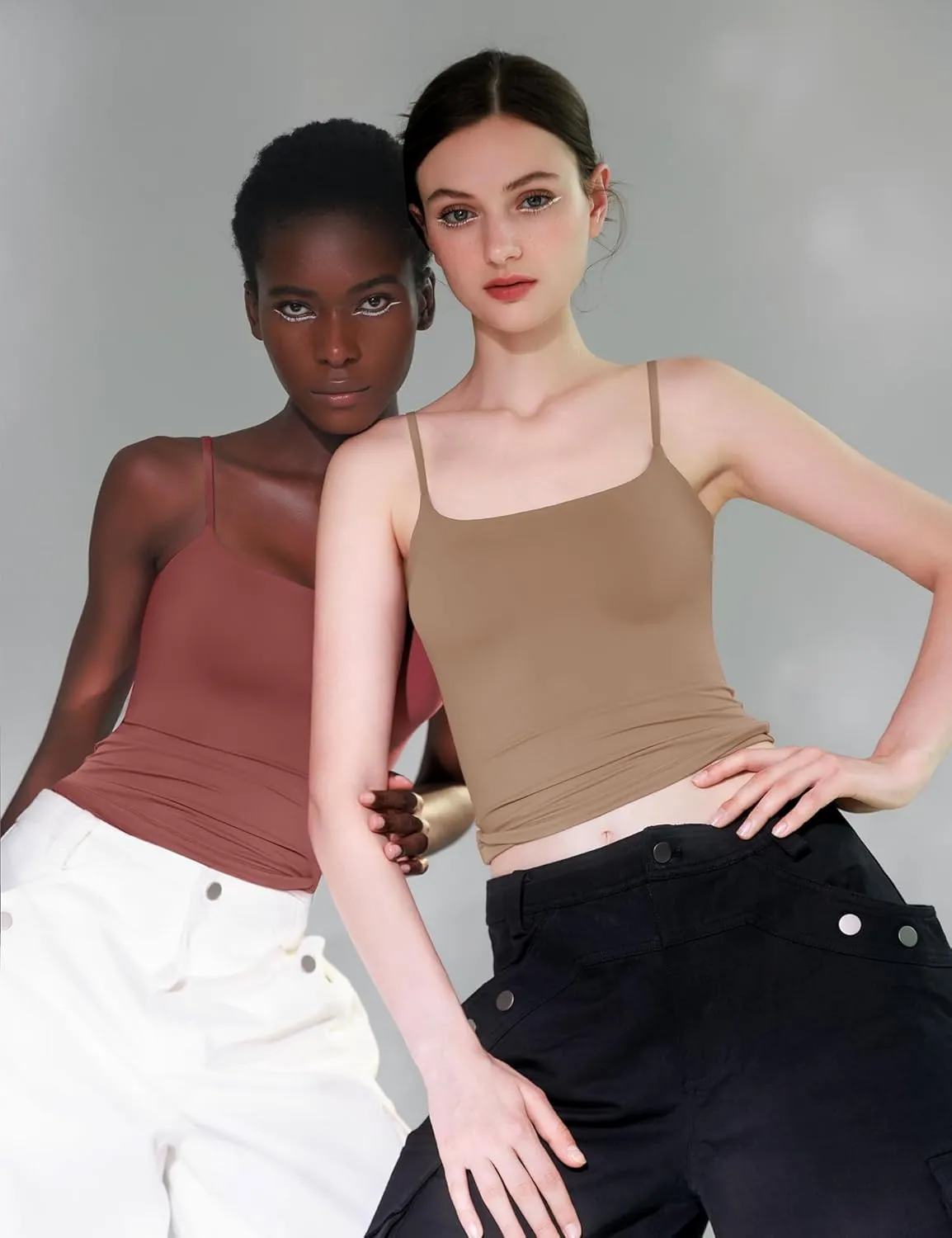 PUMIEY Women's Square Neck Tank Top Adjustable Spaghetti Straps Sleeveless Basic Tops Sharp Collection