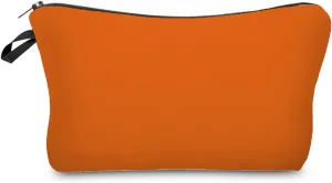 Pure Orange Makeup Bag DIY Cute Small Organizer Zipper Pouch Solid Orange Cosmetic Bag Present for Women Friends Sisters