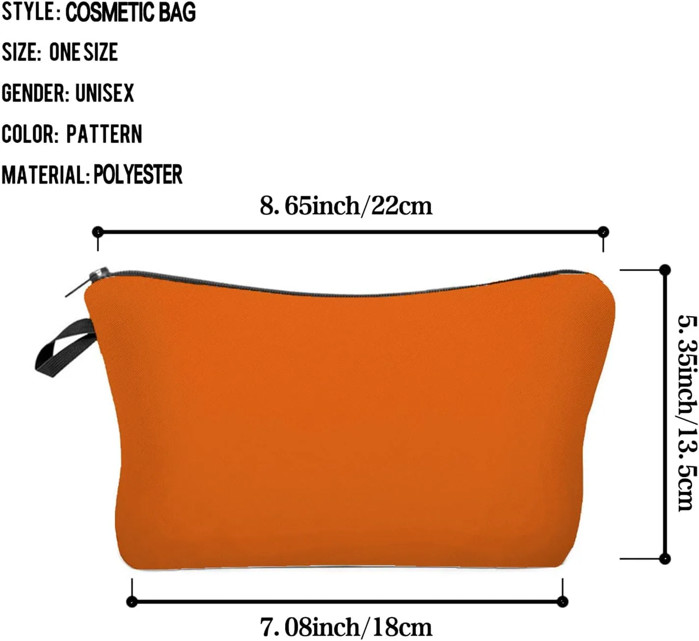 Pure Orange Makeup Bag DIY Cute Small Organizer Zipper Pouch Solid Orange Cosmetic Bag Present for Women Friends Sisters