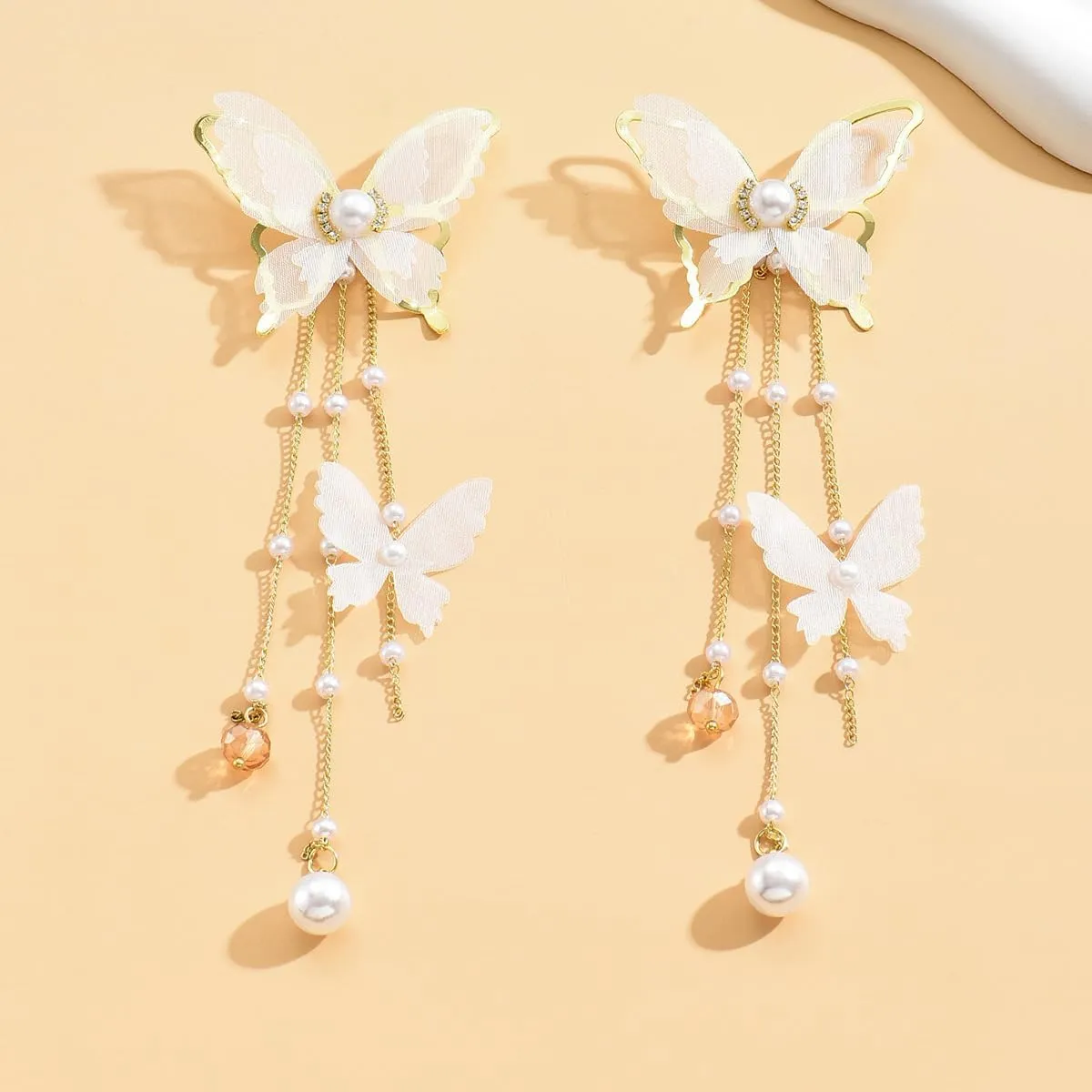 Purple Butterfly Earrings for Women - Dangle Long Silver, Blue, Gold, White Sparkle Earrings - Cute Fairy Butterfly Jewelry