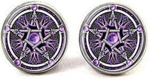 Purple Wiccan Pentagram Cufflinks Wiccan Cufflinks Pentagram Wiccan Jewelry Pagan Religion Wiccan Pentagram Jewelry