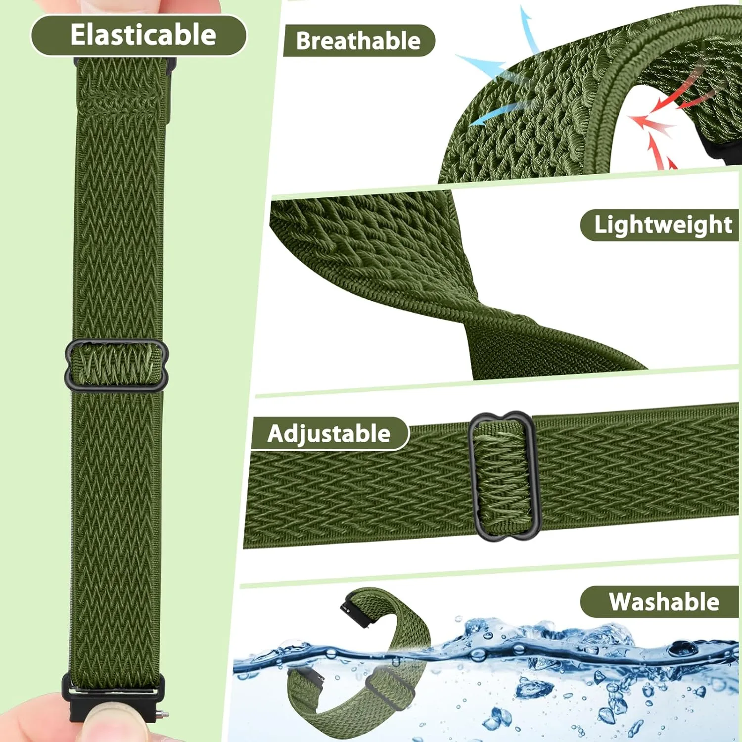 Quick Release Watch Band - Choice of Width -18mm 19mm 20mm 22mm 24mm Watch Bands, Solo Loop Adjustable Elastic Nylon Watch Straps Replacement Wristband for Men Women