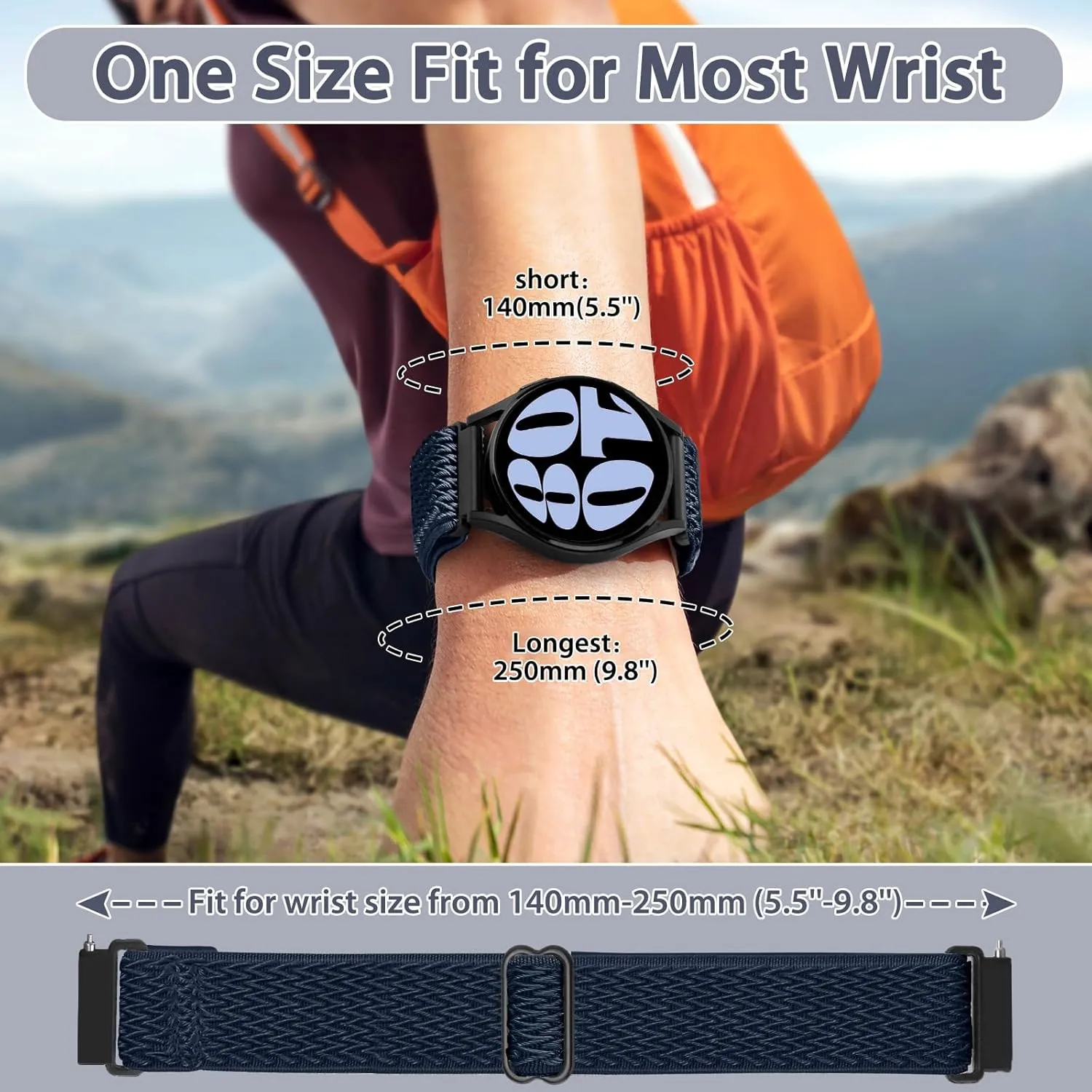 Quick Release Watch Band - Choice of Width -18mm 19mm 20mm 22mm 24mm Watch Bands, Solo Loop Adjustable Elastic Nylon Watch Straps Replacement Wristband for Men Women