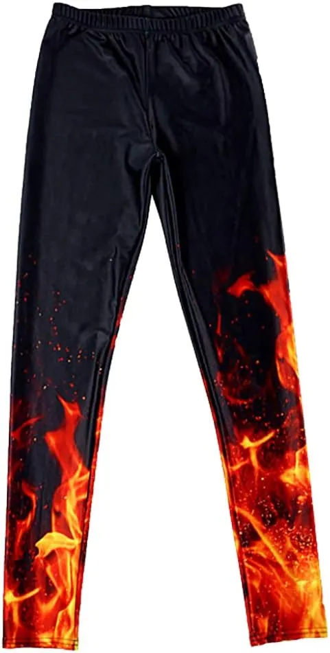 QZUnique Leggings for Women, Halloween Full-Length Printed Legging Footless Elastic Yoga Pants, Regular and Plus Size