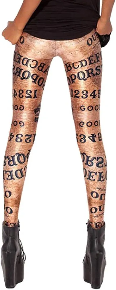QZUnique Leggings for Women, Halloween Full-Length Printed Legging Footless Elastic Yoga Pants, Regular and Plus Size