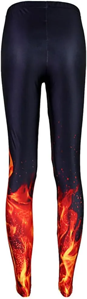 QZUnique Leggings for Women, Halloween Full-Length Printed Legging Footless Elastic Yoga Pants, Regular and Plus Size