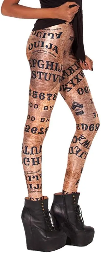 QZUnique Leggings for Women, Halloween Full-Length Printed Legging Footless Elastic Yoga Pants, Regular and Plus Size