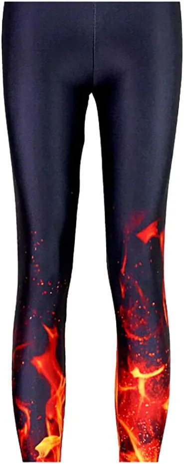 QZUnique Leggings for Women, Halloween Full-Length Printed Legging Footless Elastic Yoga Pants, Regular and Plus Size