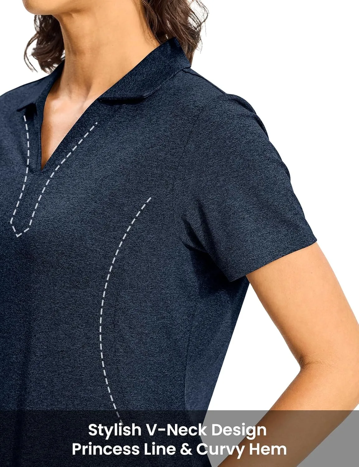 Rdruko Women's Golf Polo Shirts Dry Fit Collared Tennis Casual Work Shirts V Neck Moisture Wicking Short Sleeve