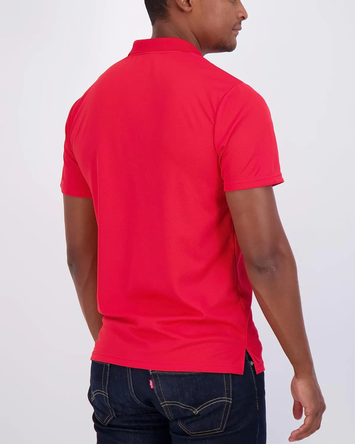 Real Essentials 3 Pack: Mens Short Sleeve Dry-Fit Collared Polo Shirt with Pocket - Active Casual (Available Big & Tall)